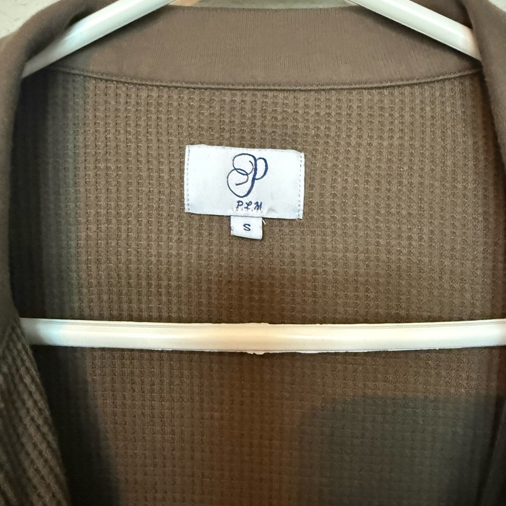 Chic Brown Waffle Knit Shacket - Picture 3 of 6
